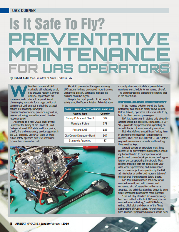 Air Beat Magazine: Is it Safe to Fly? Drone Preventative Maintenance Cover